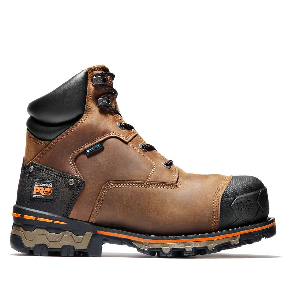 Timberland Μποτακια Εργασίας Ανδρικα Καφε/Μαυρα - Pro® Boondock 6" Soft Toe - Greece 4375201-YE